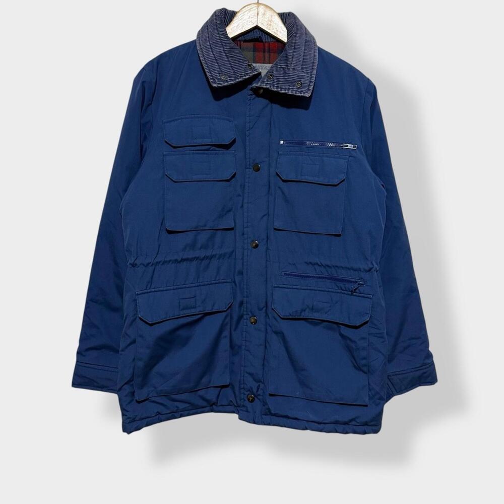 Vintage Sears Boys Blue Plaid Lined Puffer Jacket Men’s